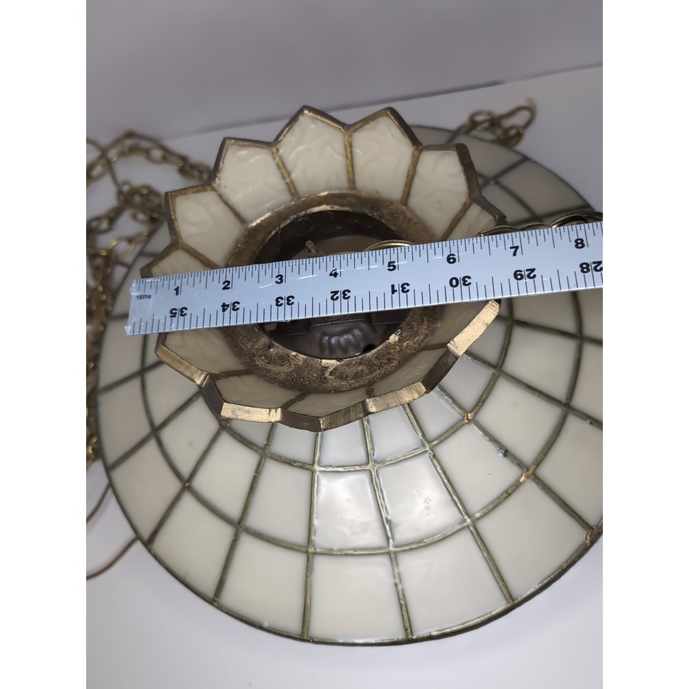 Vintage Tiffany Style Swag Lamp Plastic Hanging Roses Gold Chain WORKS - Picture 12 of 13